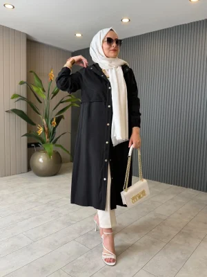 Mesh Detail Tencel Cotton Coat